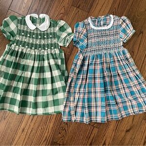 Hand Crafted Green and Blue Plaid Kids Dresses